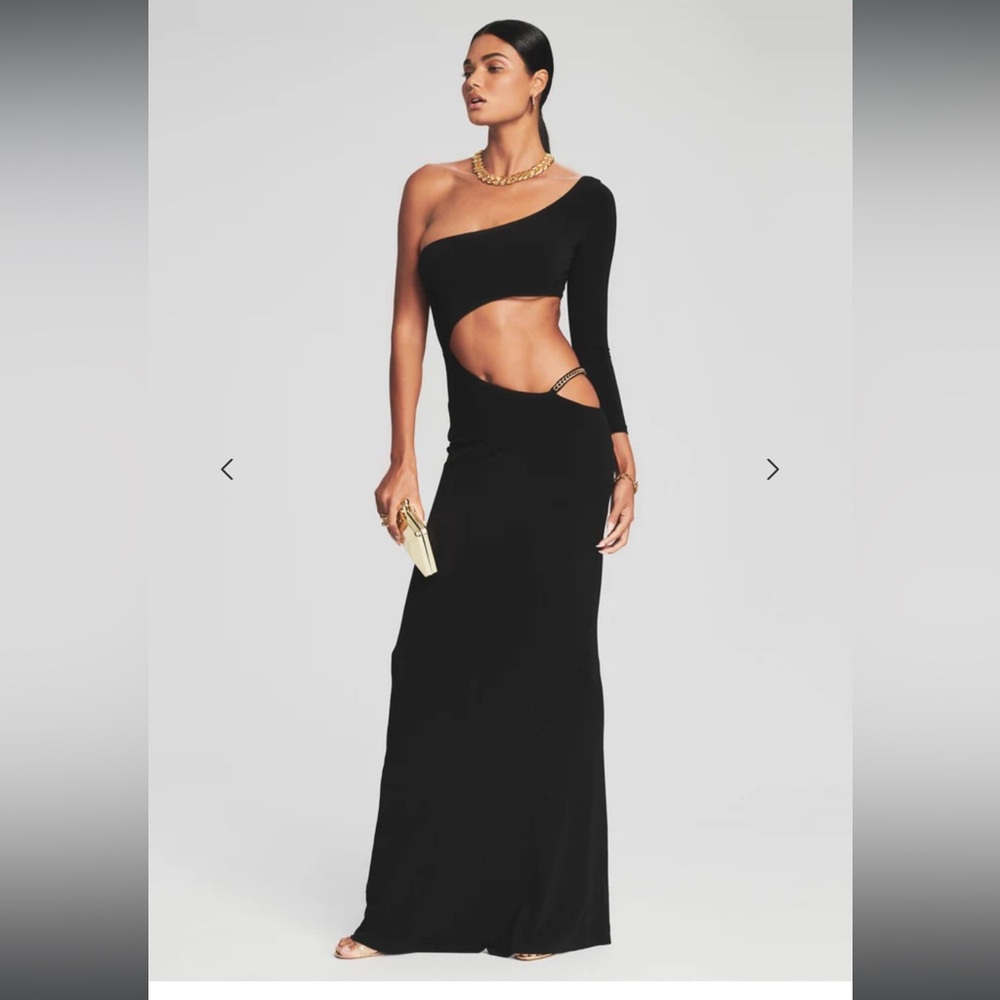 Retrofete Black Dress with cut out and gold chain detail